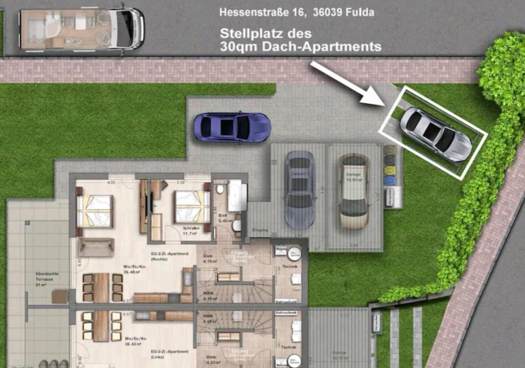 -Neubau- 30Qm Dach-Apartment 풀다 외부 사진